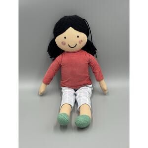 Pillowfort Decorative Kids Pillow Pal Dark Yarn Hair Pants & Pink Top 17” No Tag
